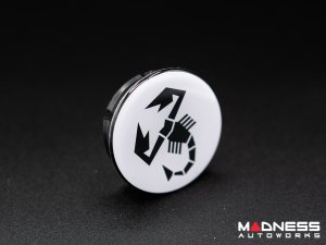 FIAT 500 Center Caps - White w/ Black Scorpion